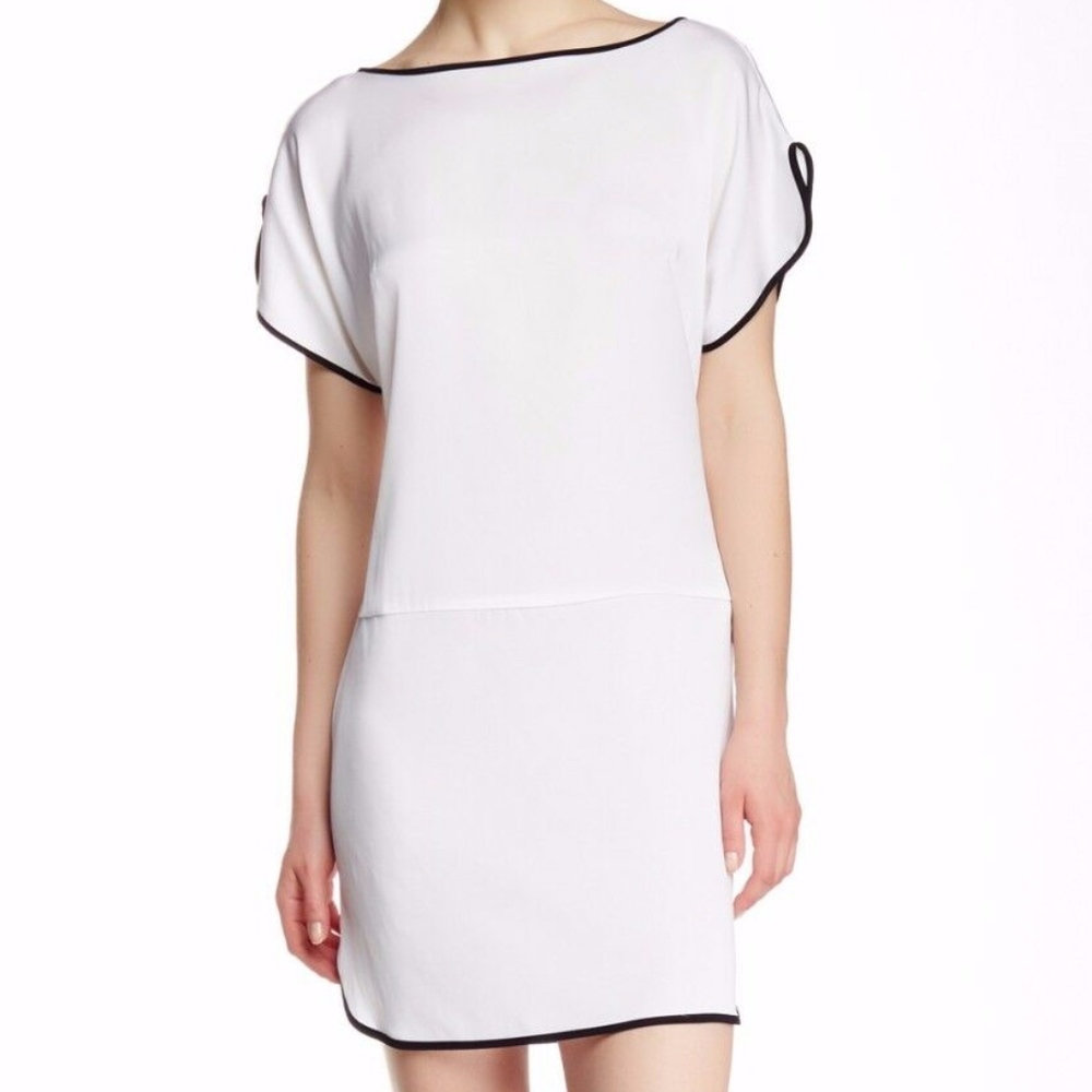 NWT $345 MILLY Silk Blend Shift‎ Dress White White [SZ Small ]